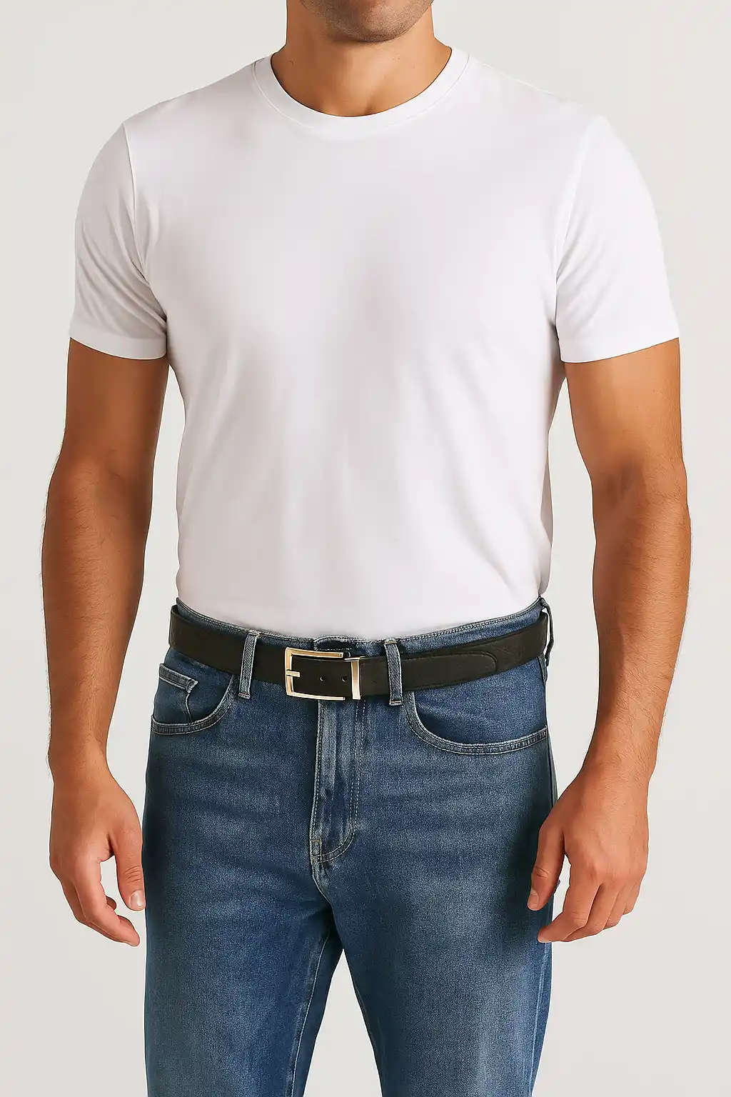 Черный ремень из кожи крокодила